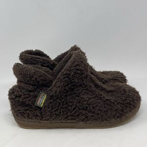 LL Bean Cozy Slippers Bootie Womens 9 Brown Pile Sherpa Fleece Slip On Comfort
